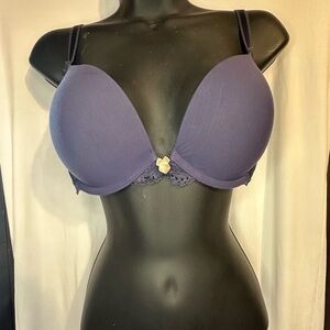 Victoria's Secret Purple Navy Push-Up Bra with Gold Charm
